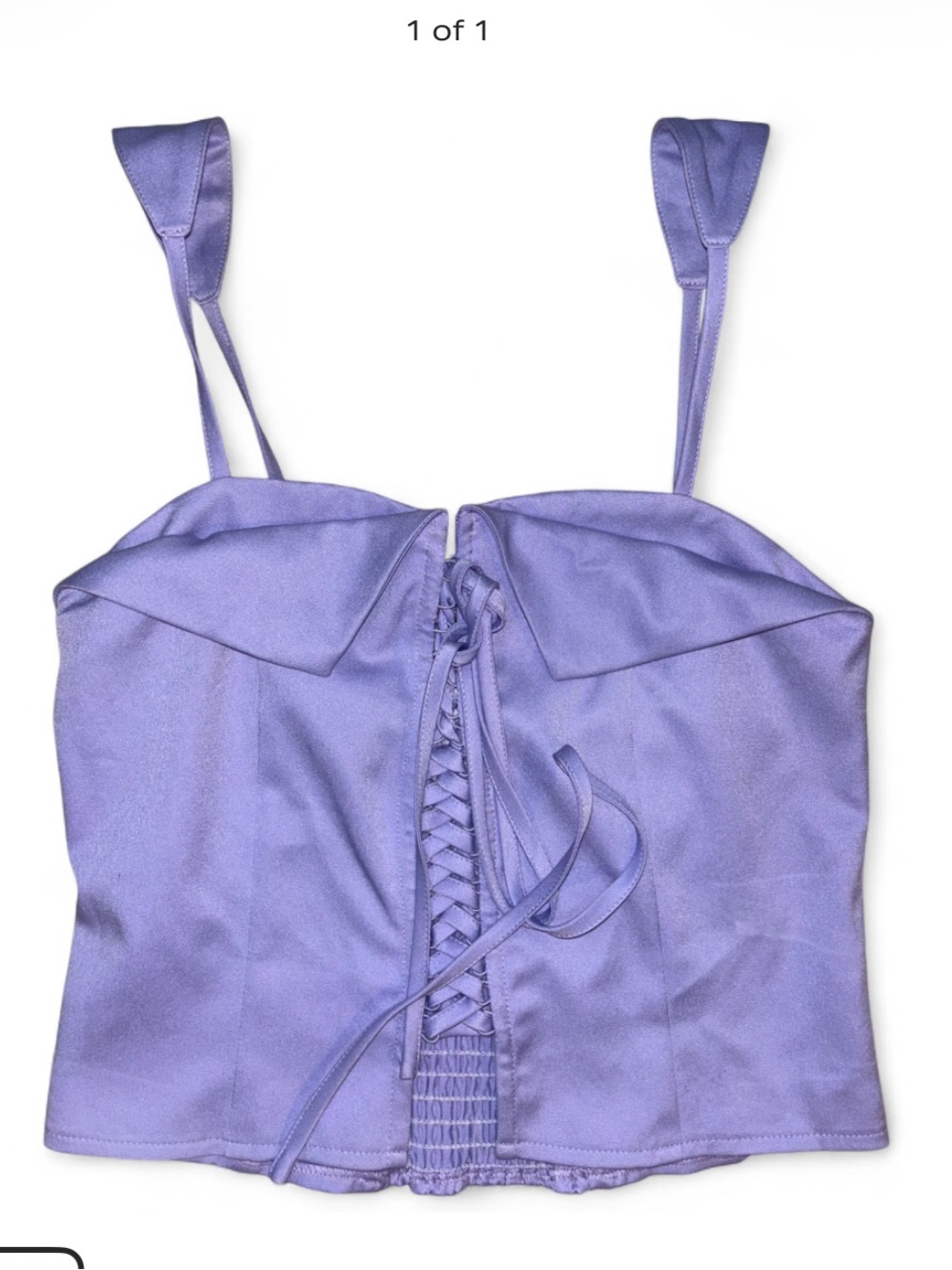 Lace-Up Lilac Satin Corset Crop Top
